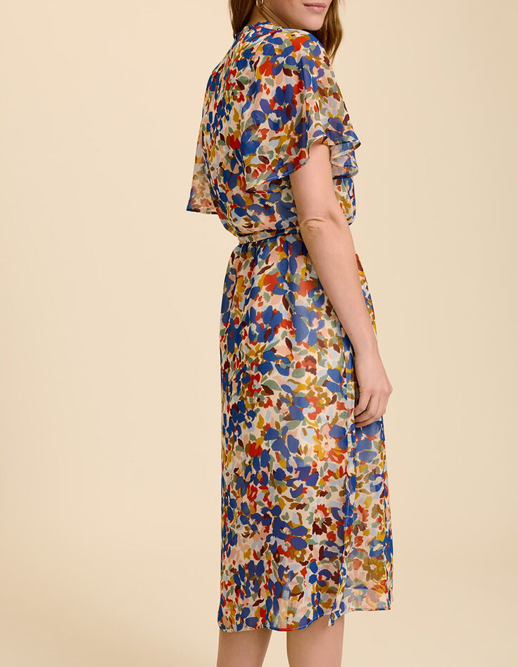 RENZO - Robe midi saphir à imprimé fleurs multico-3