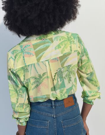 CROSS - Chemise verte imprim&eacute; oasis aquarell&eacute; -2