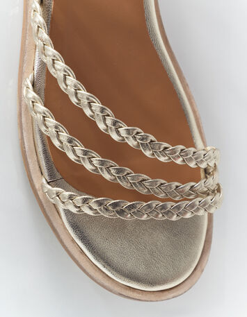 O.FIRMA - Sandales dorées cuir brides tressées-2