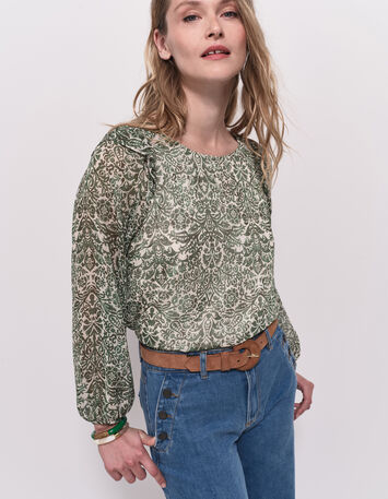 CAMPBELL - Blouse écrue imprimé romance baroque-2