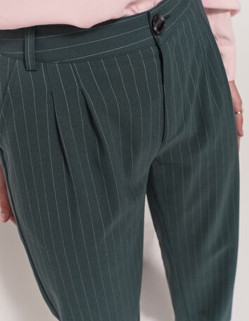 PALMA - Pantalon de costume vert motif rayures tennis-5