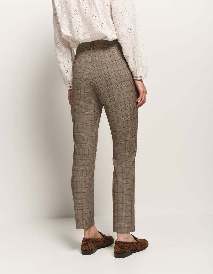 PETUNIA - Pantalon cigarette beige motif prince-de-galles-4 PETUNIA - Pantalon cigarette beige motif prince-de-galles-4