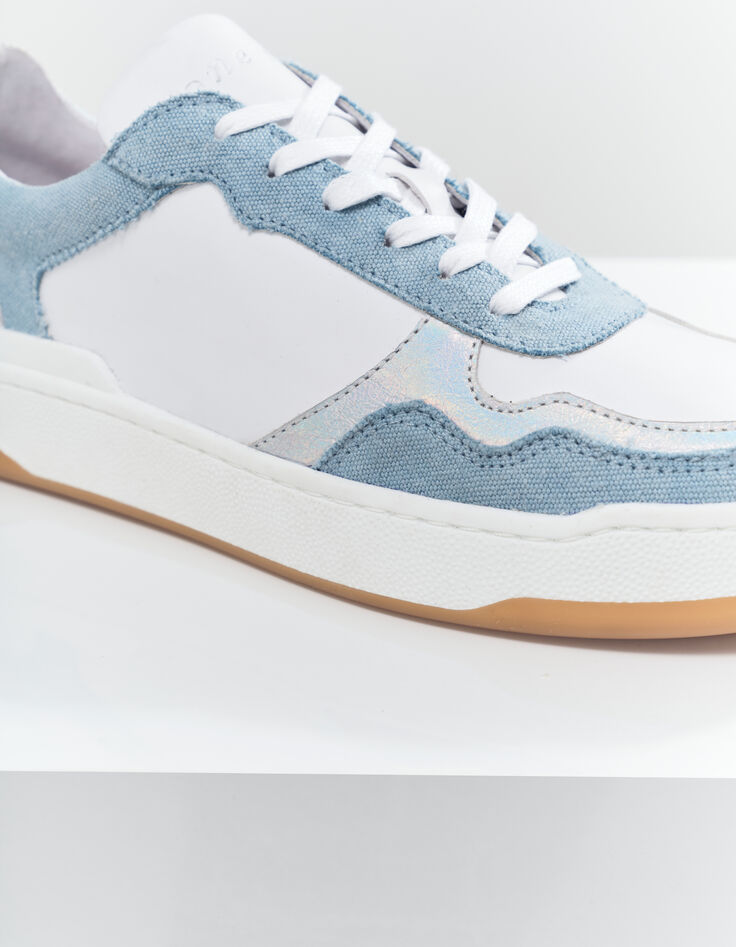 O.JODIE - Baskets blanches, bleu, argenté cuir-2