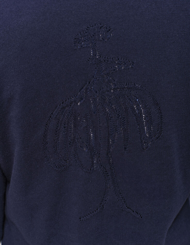 TZAR - Pull marine tricot fin avec danseuse dos-4