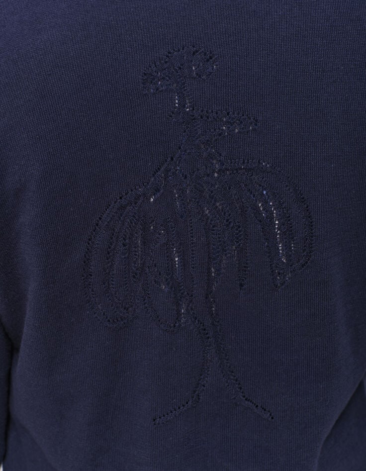 TZAR - Pull marine tricot fin avec danseuse dos-4 TZAR - Pull marine tricot fin avec danseuse dos-4