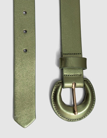 ANDREW - Ceinture vétiver en cuir métallisé-2
