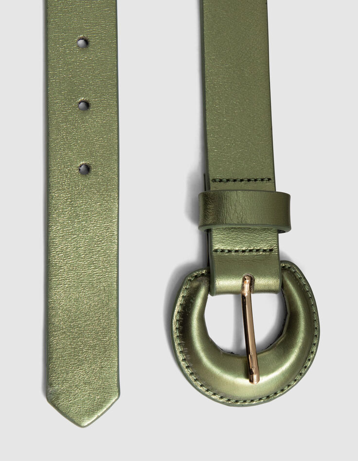 ANDREW - Ceinture vétiver en cuir métallisé-2 ANDREW - Ceinture vétiver en cuir métallisé-2