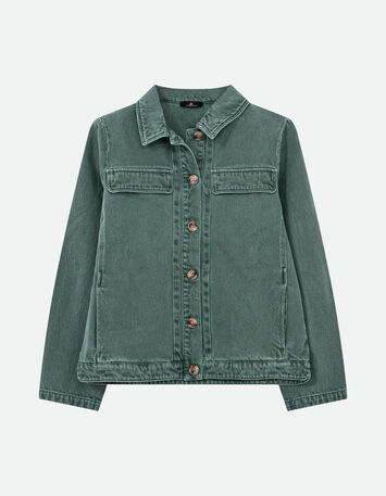 DARIA - Veste en jean vert waterless surteint Azudel® -4