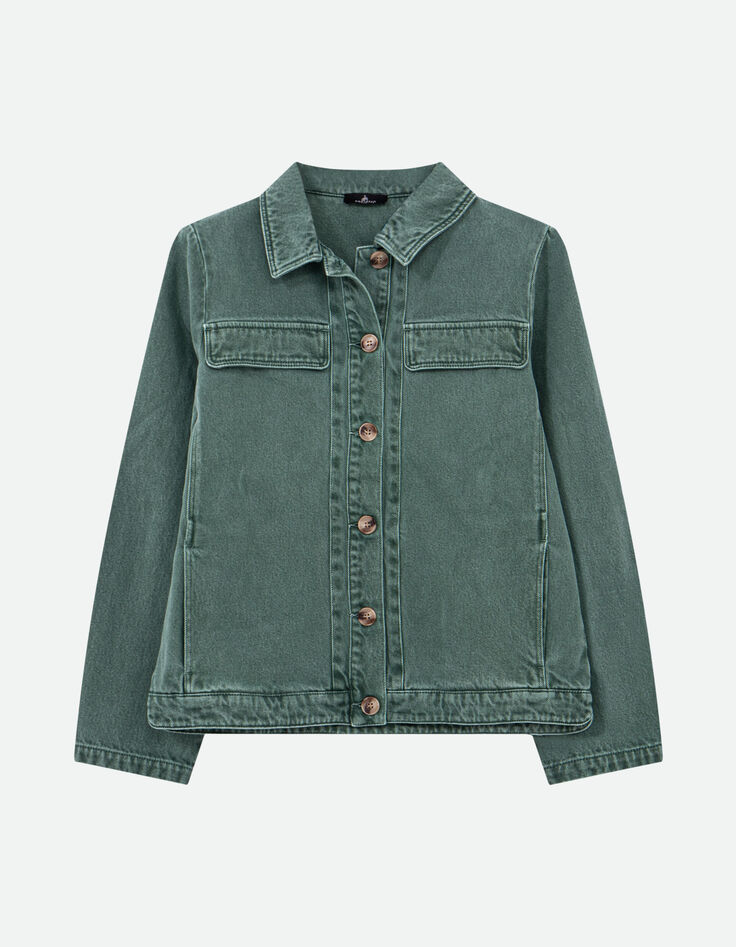 DARIA - Veste en jean vert waterless surteint Azudel® -4