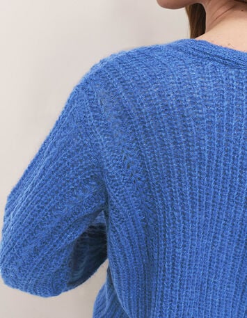 TIM - Cardigan blue tricot à encolure V profonde-2 TIM - Cardigan blue tricot à encolure V profonde-2