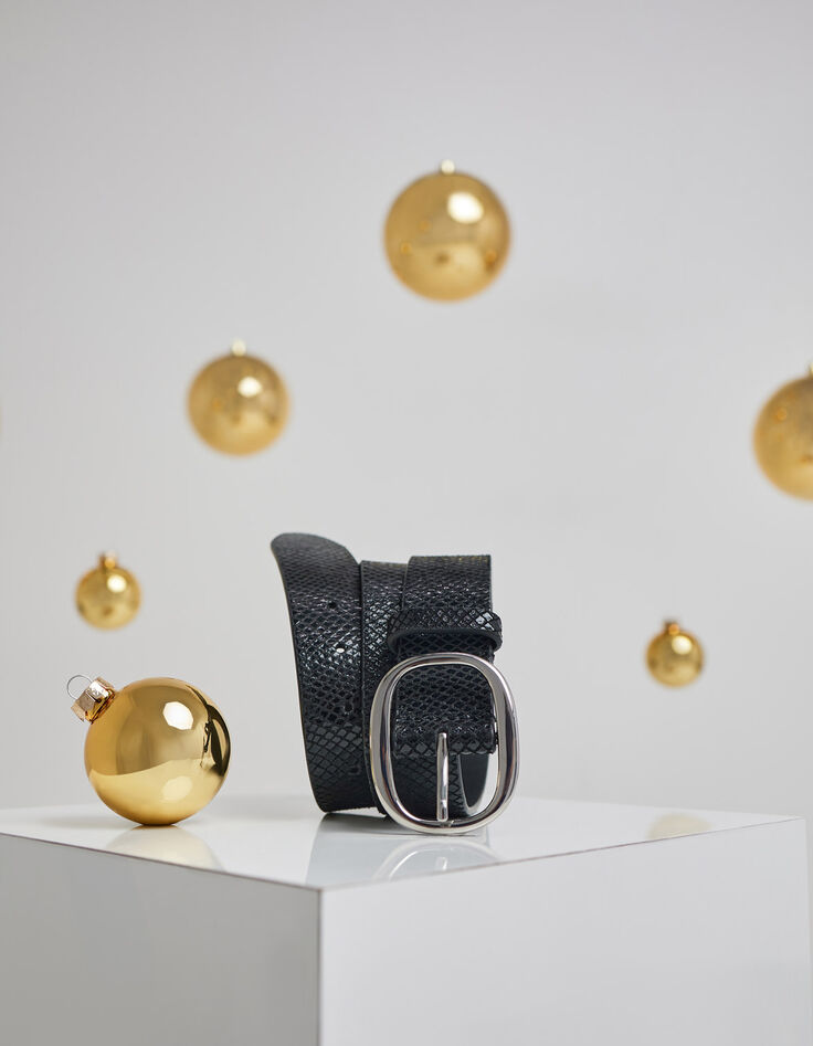 ALCAZAR - Ceinture noire cuir certifié effet python-2