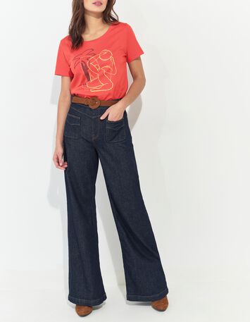 MADIE - T-shirt orange coton bio visuel danseuse arty -2