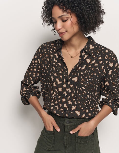 COMO - Chemise kaki Lenzing™ Ecovero™ tachiste animalier - One Step