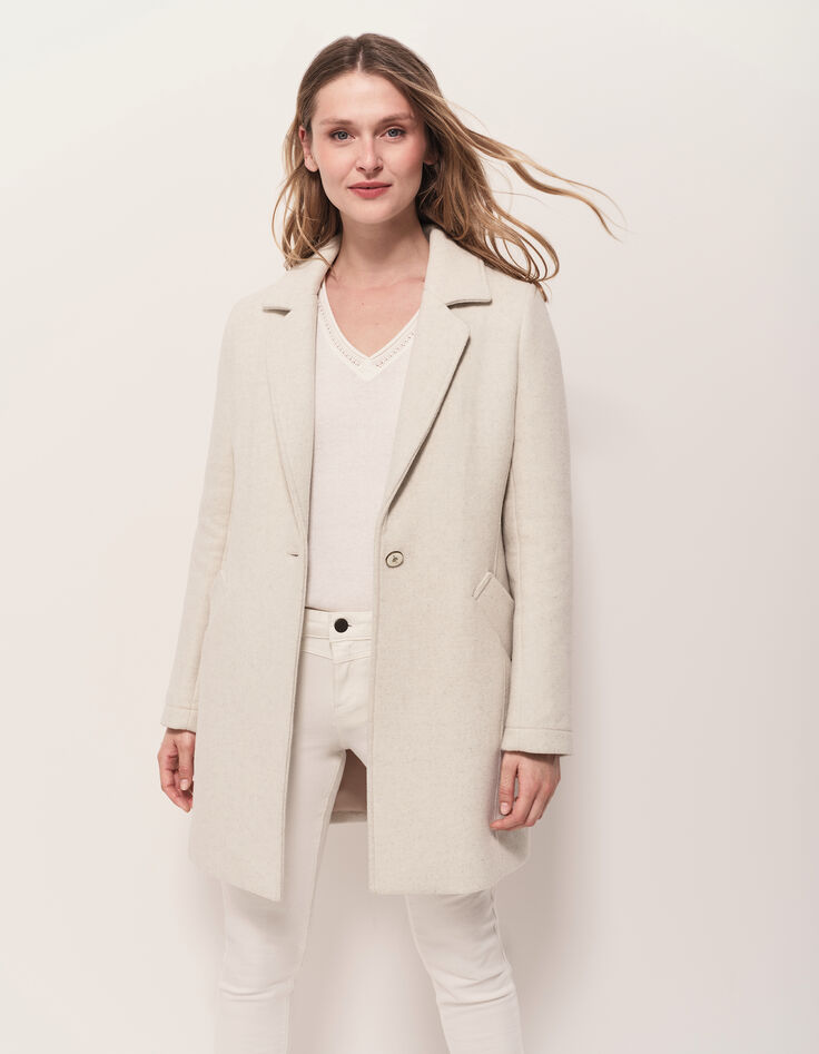 DIAMOND - Manteau beige avec parementure amovible-1