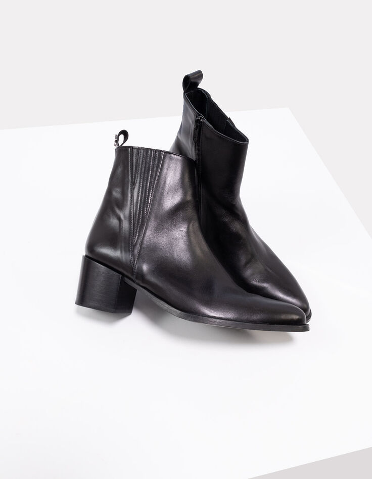 O.JOLY - Boots noirs cuir glacé bouts pointus-4