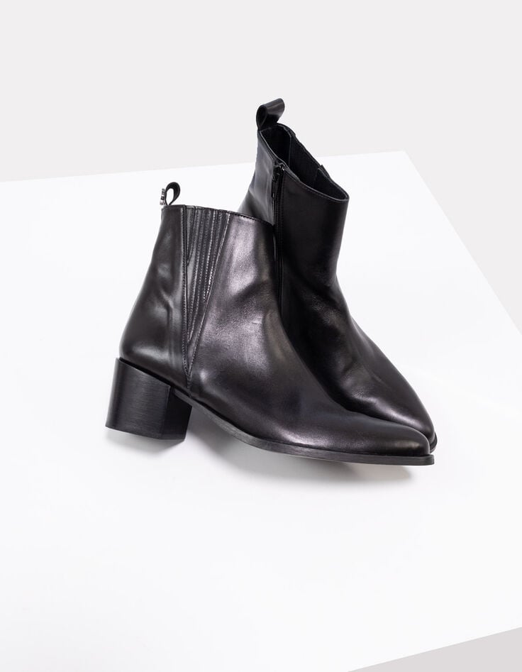 O.JOLY - Boots noirs cuir glacé bouts pointus-4 O.JOLY - Boots noirs cuir glacé bouts pointus-4