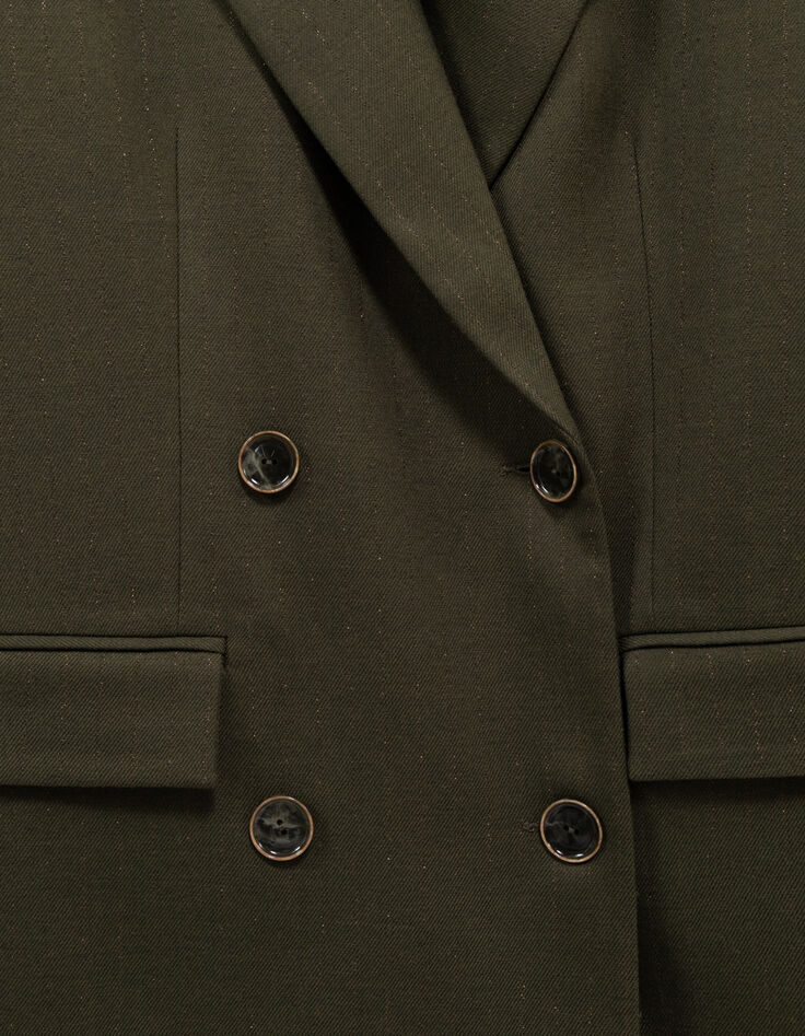 VILLON - Veste de tailleur vert rayures tennis lurex-4