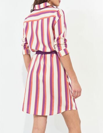 REALLY - Robe chemise &eacute;crue motif rayures couleur -3
