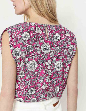 CURVE - Top fuchsia à imprimé marguerites-3