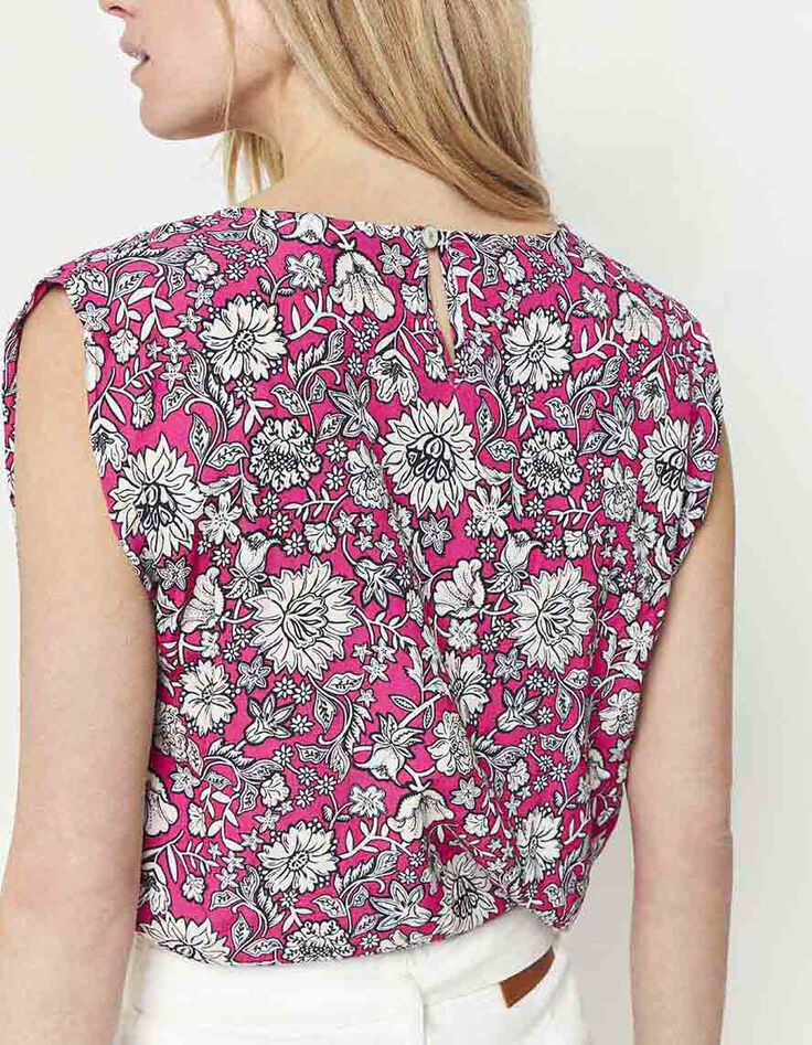 CURVE - Top fuchsia à imprimé marguerites-3