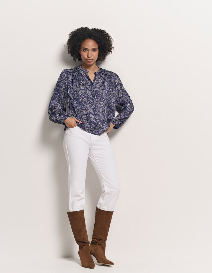 CLUSE - Blouse bleue Lenzing™ Ecovero™ cachemire-6 CLUSE - Blouse bleue Lenzing™ Ecovero™ cachemire-6