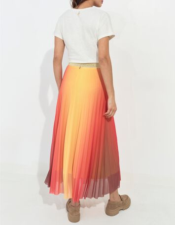 JANE - Jupe longue orange pliss&eacute;e effet n&eacute;on deep dye -7
