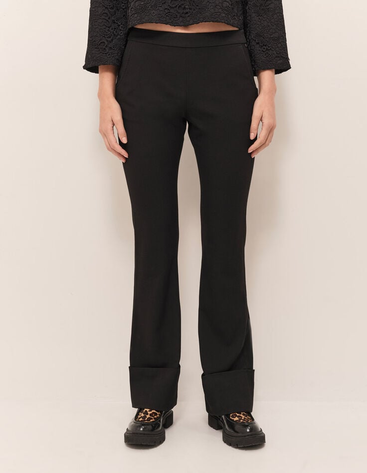 PACHY - Pantalon de costume noire avec larges revers-4 PACHY - Pantalon de costume noire avec larges revers-4