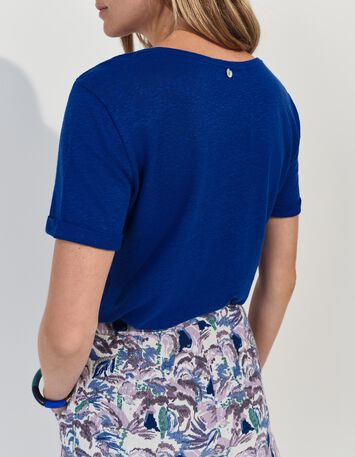 MARINGA - T-shirt bleu d&eacute;tails dentelle -3