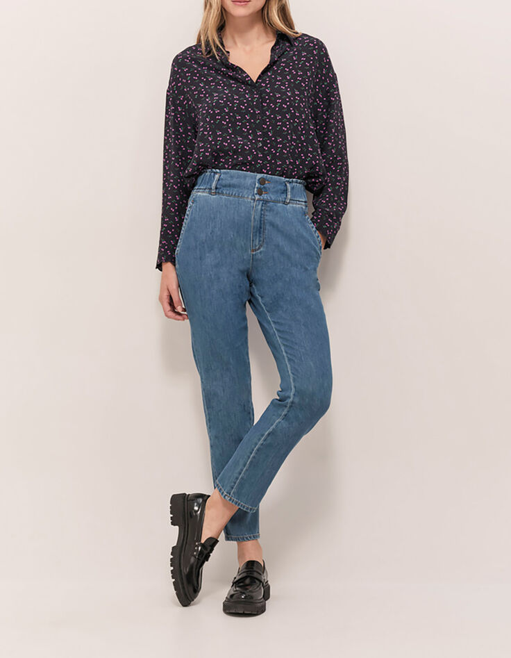 CORIE - Chemise marine à imprimé floral arty-6