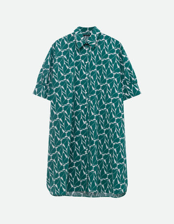 REACH - Robe chemise verte imprim&eacute; feuillage arty -6
