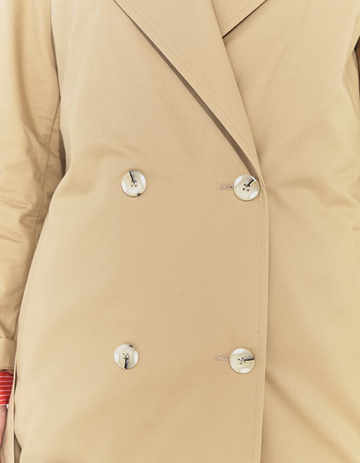 DAYLA - Trench beige coton bio capuche amovible -3