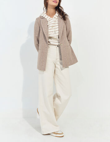 MANORI - Sweat &eacute;cru &agrave; capuche ray&eacute; danseuse dor&eacute;e-4