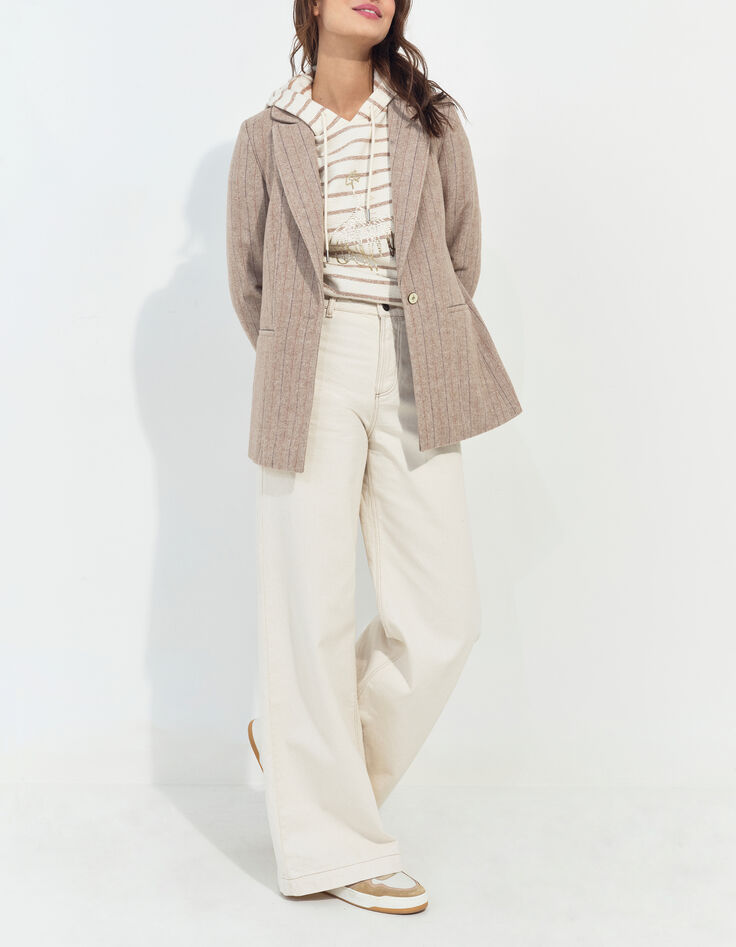 MANORI - Sweat &eacute;cru &agrave; capuche ray&eacute; danseuse dor&eacute;e-4