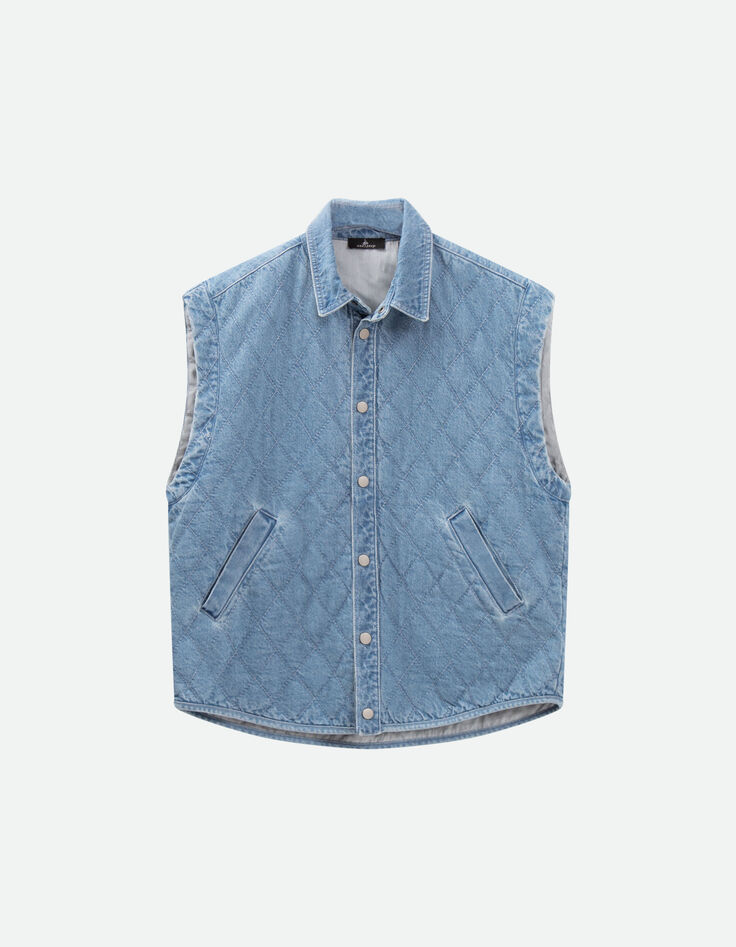 DRISS - Blouson en jean bleu sans manches-5