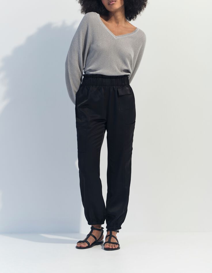 TONY - Pull argent tricot c&ocirc;tel&eacute; manches chauve-souris -4