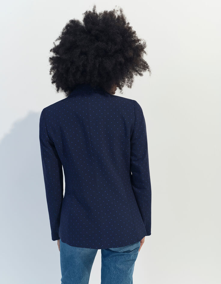 VINNY - Veste de costume bleue imprimé minimaliste carrés-3