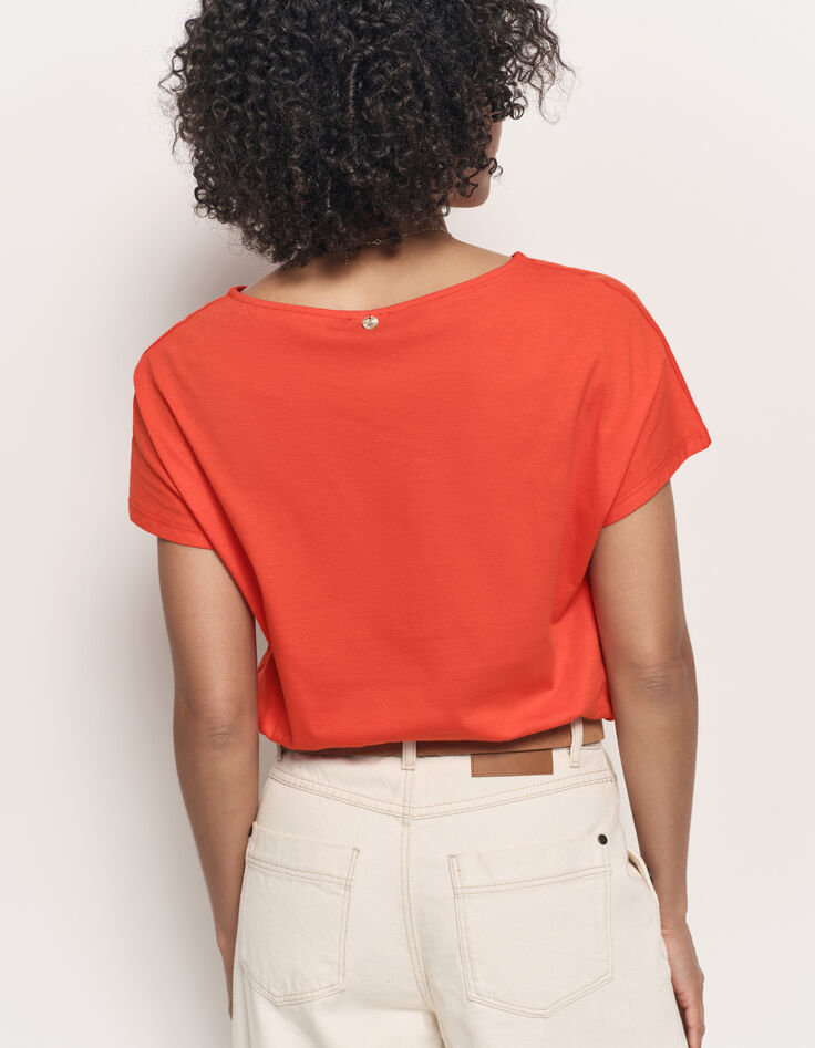 MAGICA - T-shirt orange coton bio message léopard-3 MAGICA - T-shirt orange coton bio message léopard-3