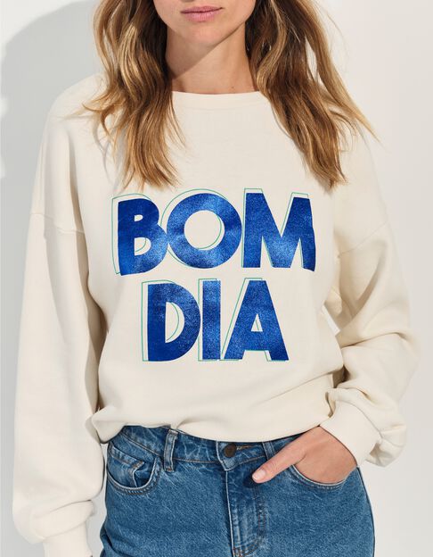 MIDI - Sweat blanc message m&eacute;tallis&eacute;  - One Step