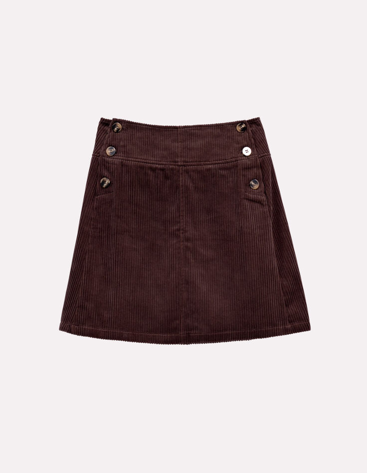 JUJU - Jupe courte marron velours côtelé-5