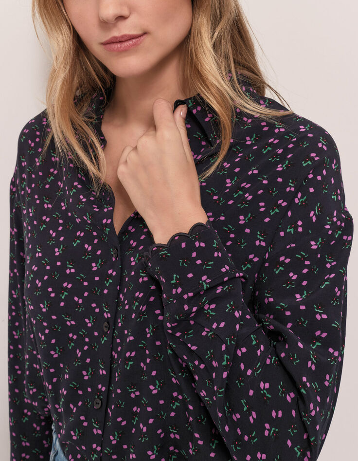 CORIE - Chemise marine à imprimé floral arty-4