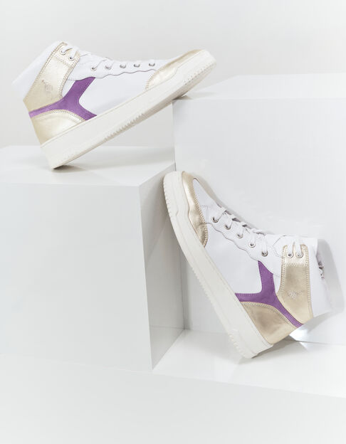 O.QUEEN - Baskets blanches, violet, doré cuir - One Step