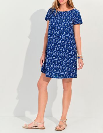 RIOMA - Robe bleue coton bio broderies all-over -1