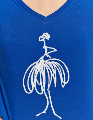 MADIAN - T-shirt bleu coton bio danseuse velours-4