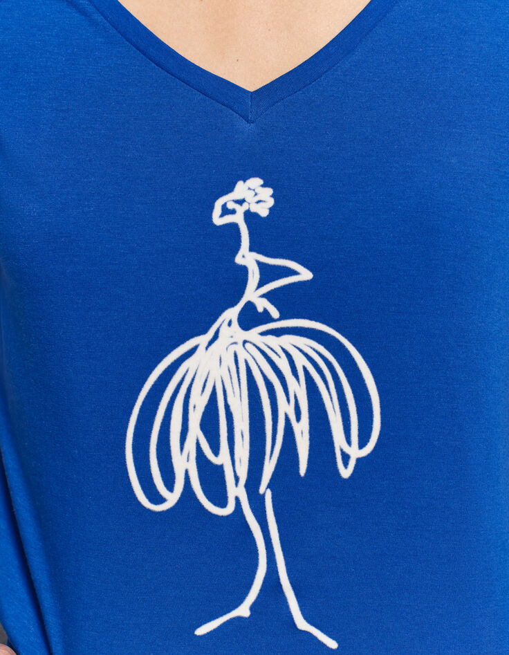 MADIAN - T-shirt bleu coton bio danseuse velours-4
