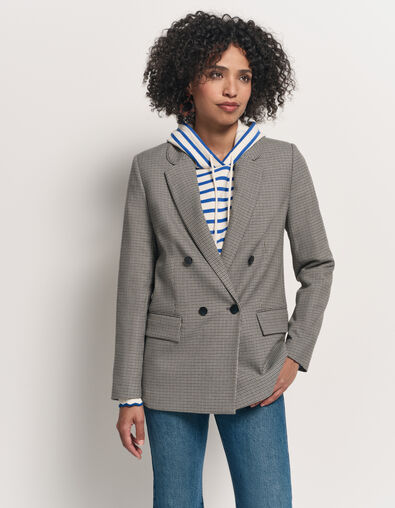 VANDA - Veste de costume bleue motif pied de puce - One Step