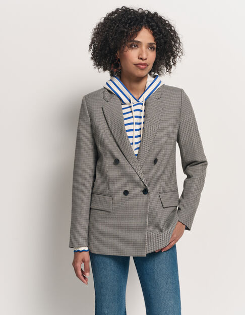 VANDA - Veste de costume bleue motif pied de puce - One Step