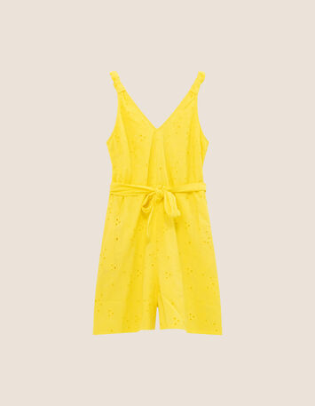 RAFAELA - Combishort jaune coton bio broderie anglaise-5
