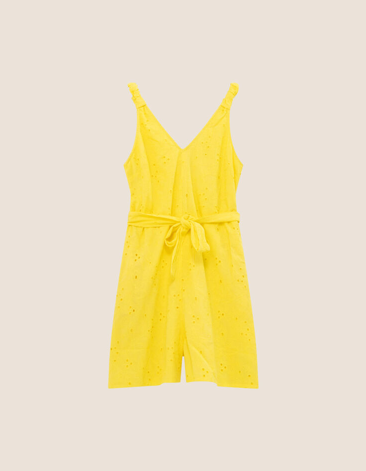 RAFAELA - Combishort jaune coton bio broderie anglaise-5