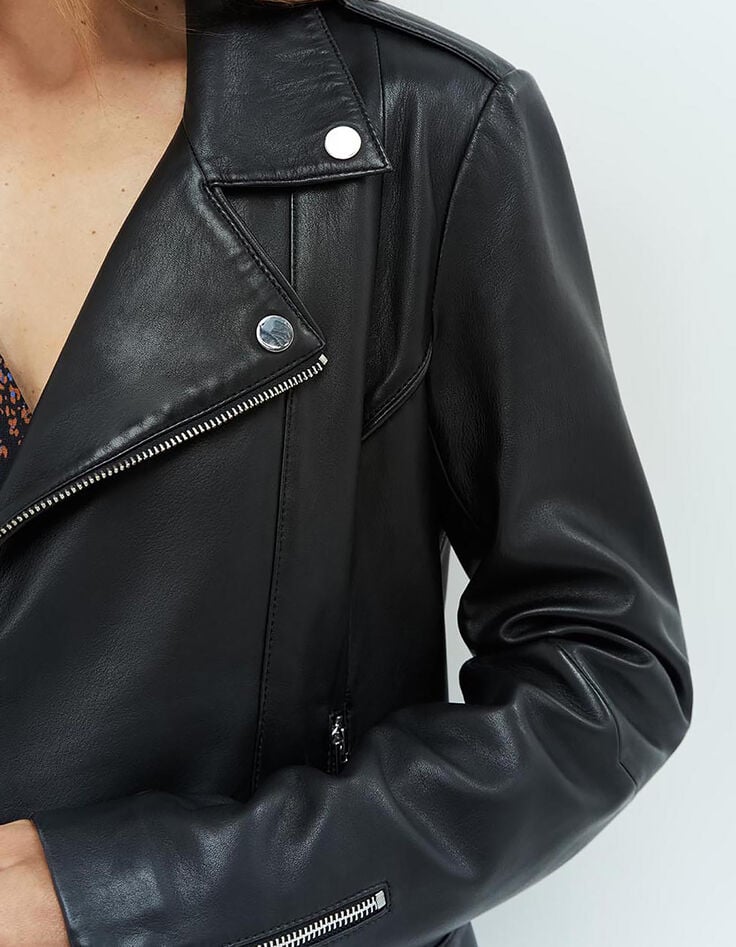 DEAN - Blouson biker noir en cuir-3