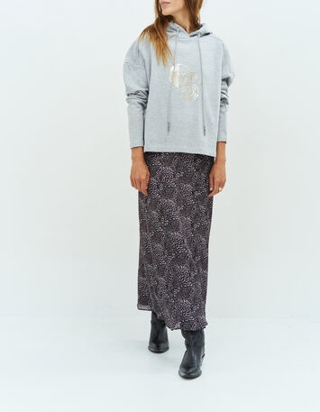 MAORI - Sweat gris avec sérigraphie monochrome Art déco-5